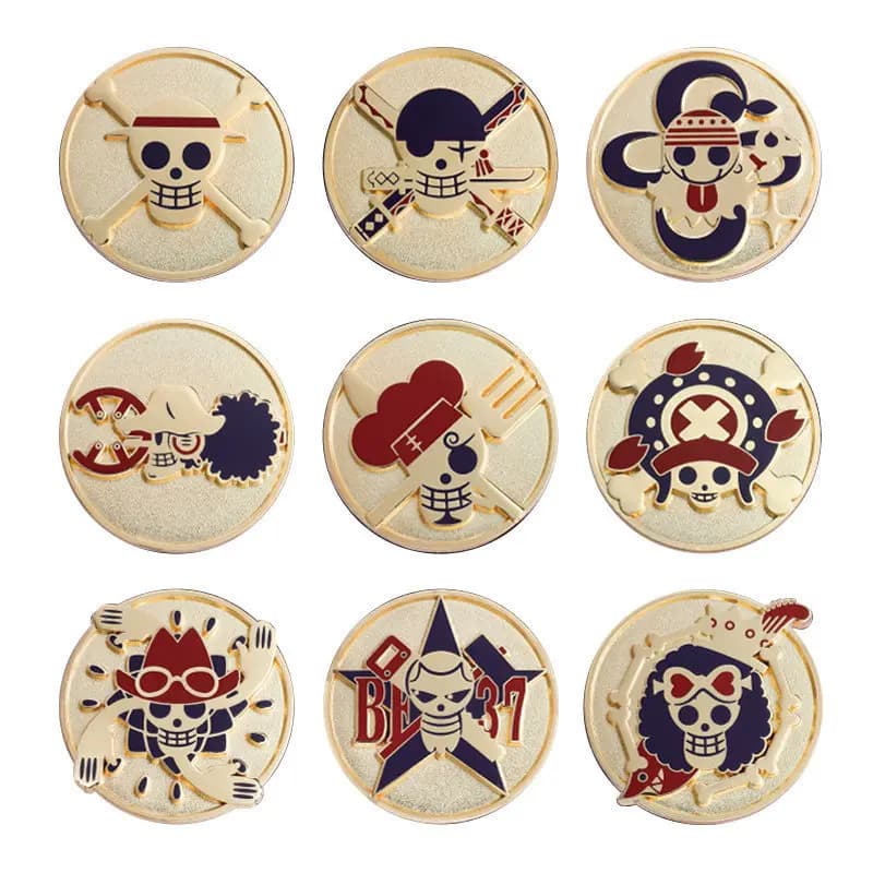 Nuova Collezione Anime One Piece: Scatola a Sorpresa con Medaglie alla Moda, Badge Mix & Match di Luffy, Stile Nero e Oro, Regalo Premio per Bambini
