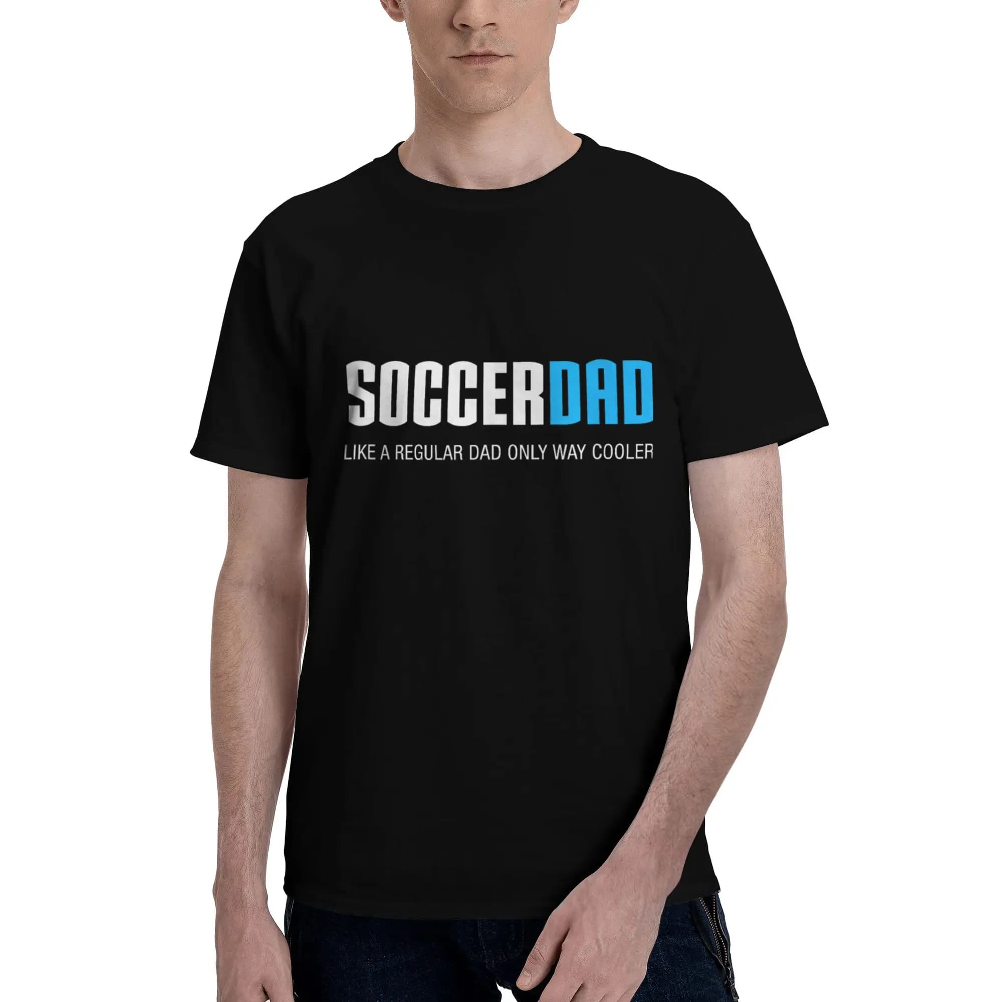T-shirt da uomo divertente e carina con stampa Soccer Dad, elementi calcistici, maniche corte, in cotone