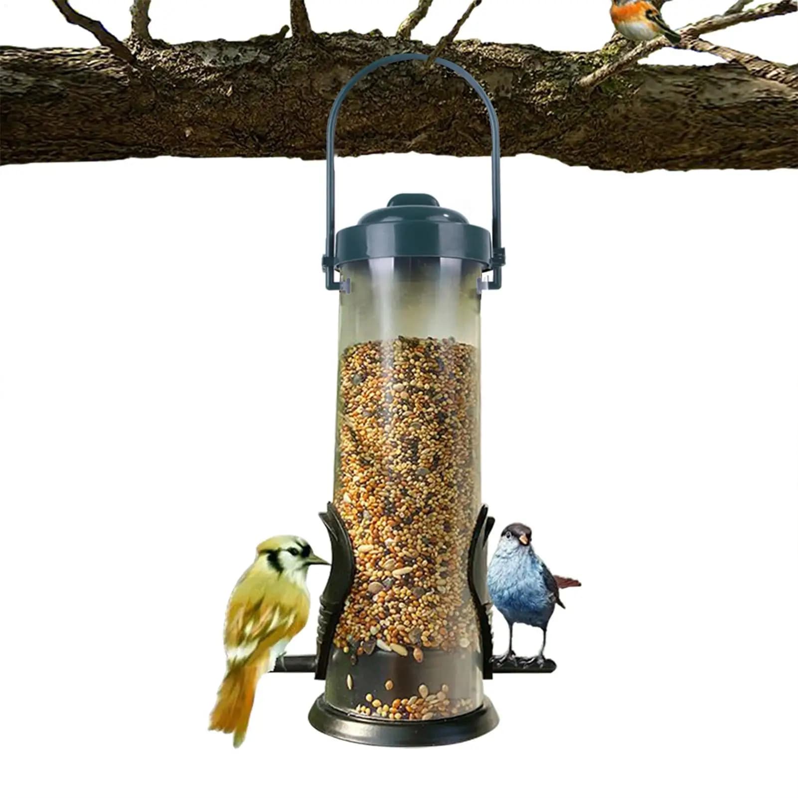 Mangiatoia per Uccelli Sospesa, Dispenser di Cibo per Uccelli Anti-Morso, Contenitore e Dispenser di Cibo per Uccelli, Strumento per l'Alimentazione degli Uccelli per Casa, Giardino, Esterni