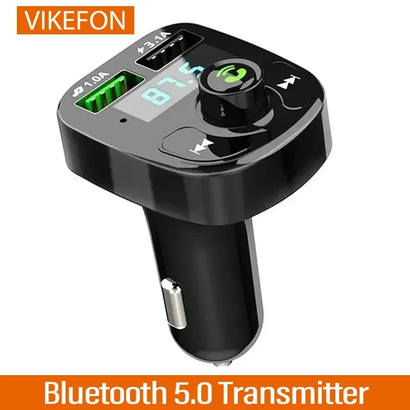 LED MP3 wireless adapter for car Bluetooth FM Vivavoce Transmitter 5.0 compatible with Bluetooth 3.1A QC3.0 PD Type C Dual USB Charger