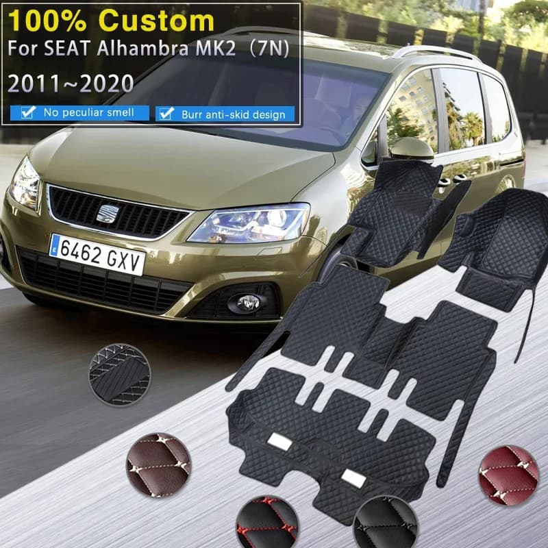 Tappetini per auto completi per SEAT Alhambra MK2 7N VW Volkswagen Sharan 2011 ~ 2020 Tappetini Set Tappetino in pelle Tappeti per auto Accesso all'auto