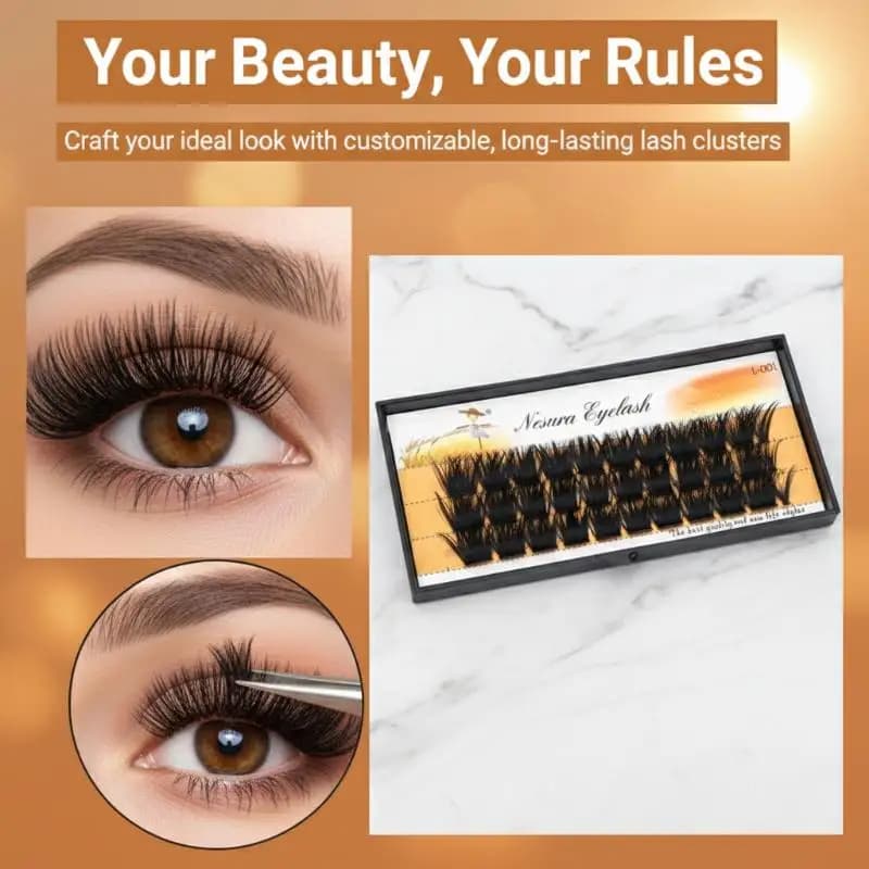 Extension ciglia naturali da 12 mm, dense 30D, segmentate, morbide, finte, riutilizzabili fai da te per eventi scolastici e trucco