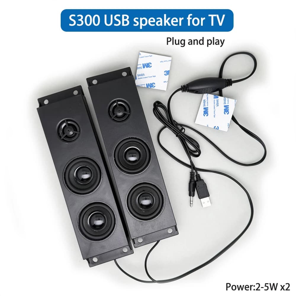 Altoparlante USB doppio S300 per TV PC 5W x2 con scheda audio integrata plug and play