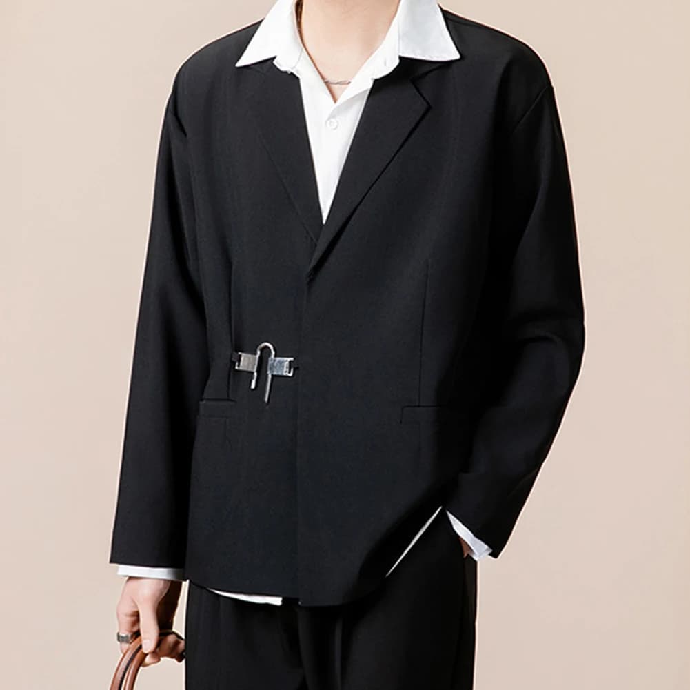 Blazer da Uomo per Uscite Casual, Giacca Primaverile Autunnale, Blazer alla Moda per Uomo, Taglia 2XL, Nuovo, in Tessuto di Poliestere