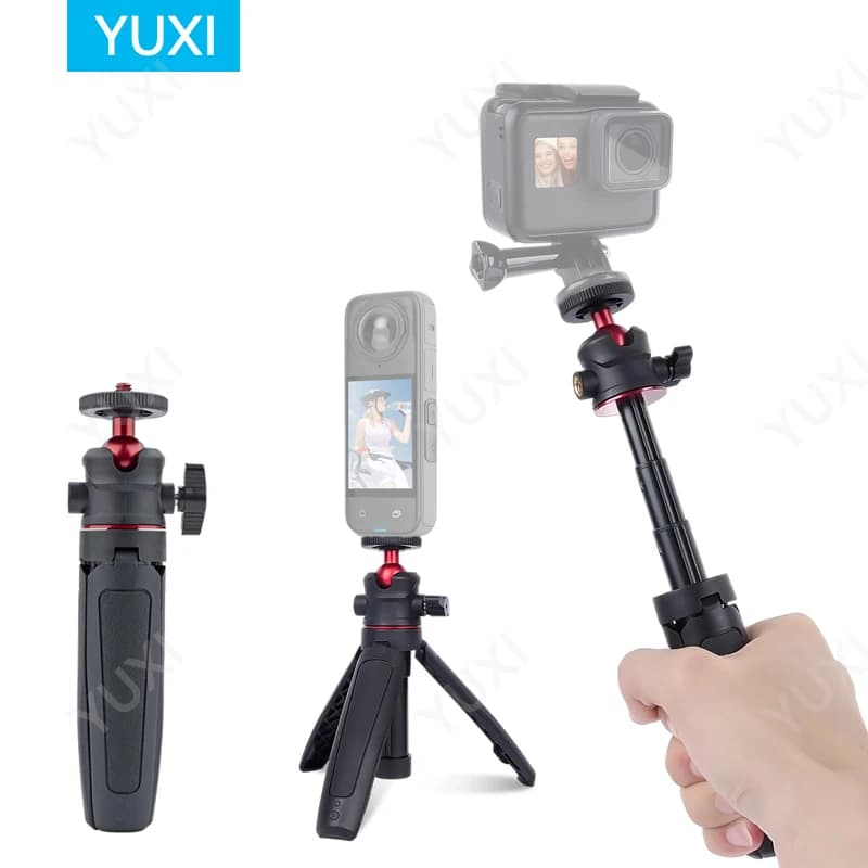 Treppiede di estensione da tavolo Palmare Selfie Stick Testa a sfera 1/4 "Supporto universale per GoPro Insta360 DJI Osmo Action/Telecamera tascabile