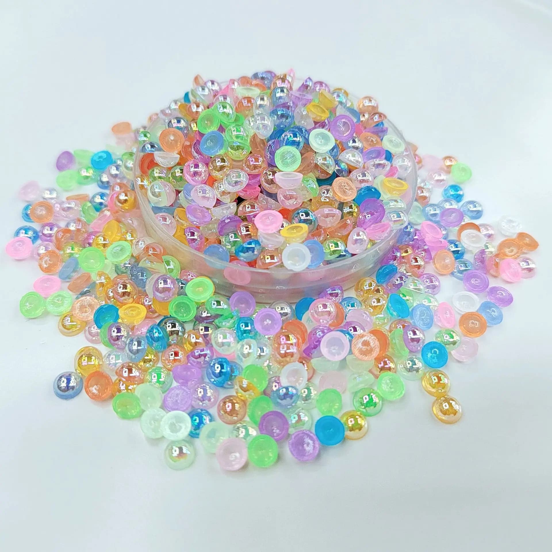 Big bag wholesale 3/4/5/6mm Multiple colors New Transparent Nude AB Pearl Nail Enhancement Pearl Half Round Pearl