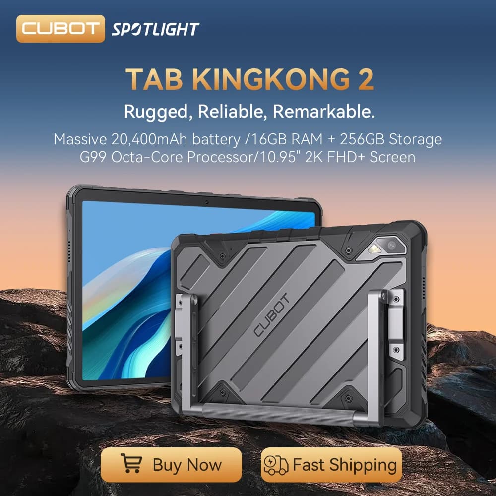 Cubot TAB KingKong 2, robust android tablet 14, Helio G99, octa-core, 20400 mAh battery, 16 GB of RAM (8 GB + 8 GB extended), 256 GB of ROM, IP68 waterproof, 10.95" 2K screen, Dual 4G tablets android 2024