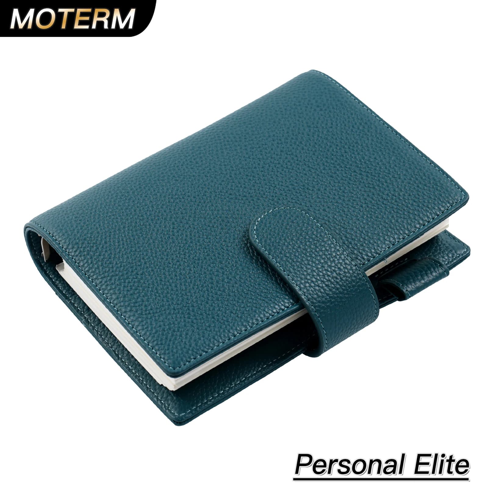 Moterm Personal Elite Rings Planner senza tasca posteriore Diario per taccuino in pelle di grano di ciottoli con copertina organizer per anelli da 25 mm