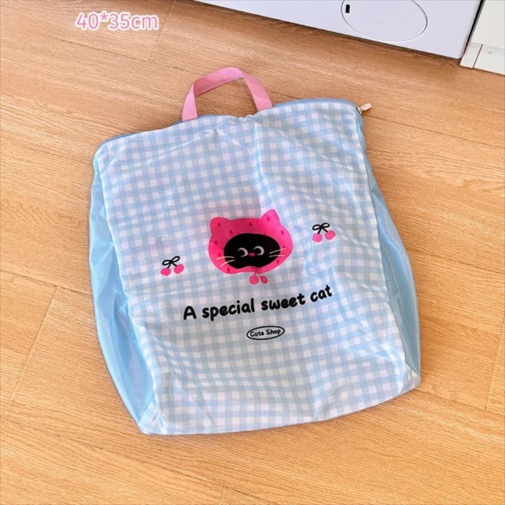 Nice cartoon cat puppy net laundry bags with zipper breathable anti-winding storage bag care anti-deformation laundry