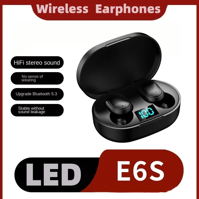 Auricolari Bluetooth E6S TWS Auricolare Bluetooth wireless Cuffie con cancellazione del rumore con microfono Cuffie per Xiaomi Huawei