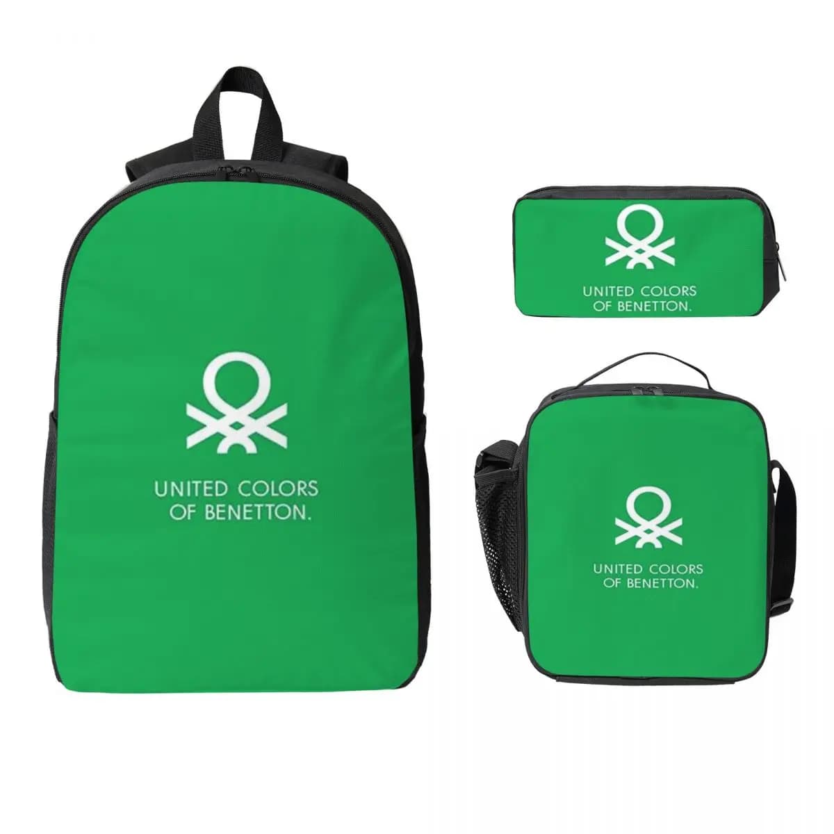 United Colors Of Benetton Zaino Studente Ragazzi Ragazza BookBag Borsa da scuola Borse a tracolla per laptop Borsa da pranzo isolata 3ps Astuccio