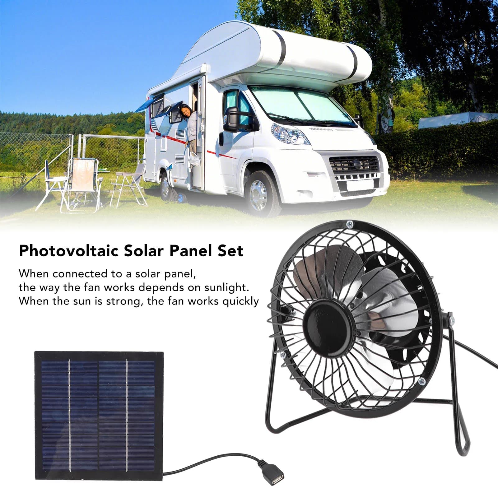 Photovoltaic Solar Panel Set USB Mini Fan Photovoltaic Solar Panel Set Ventilation System Mini Portable USB Cooling Fan 5v 2.5w