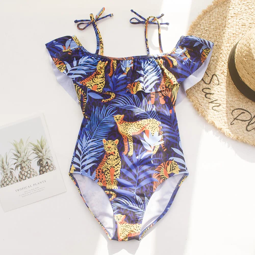 Costumi da bagno per bambini Ragazze One Piece National Wind Bikini Costumi da bagno per bambini per ragazze Costume da bagno infantile Bikini estivo per bambini