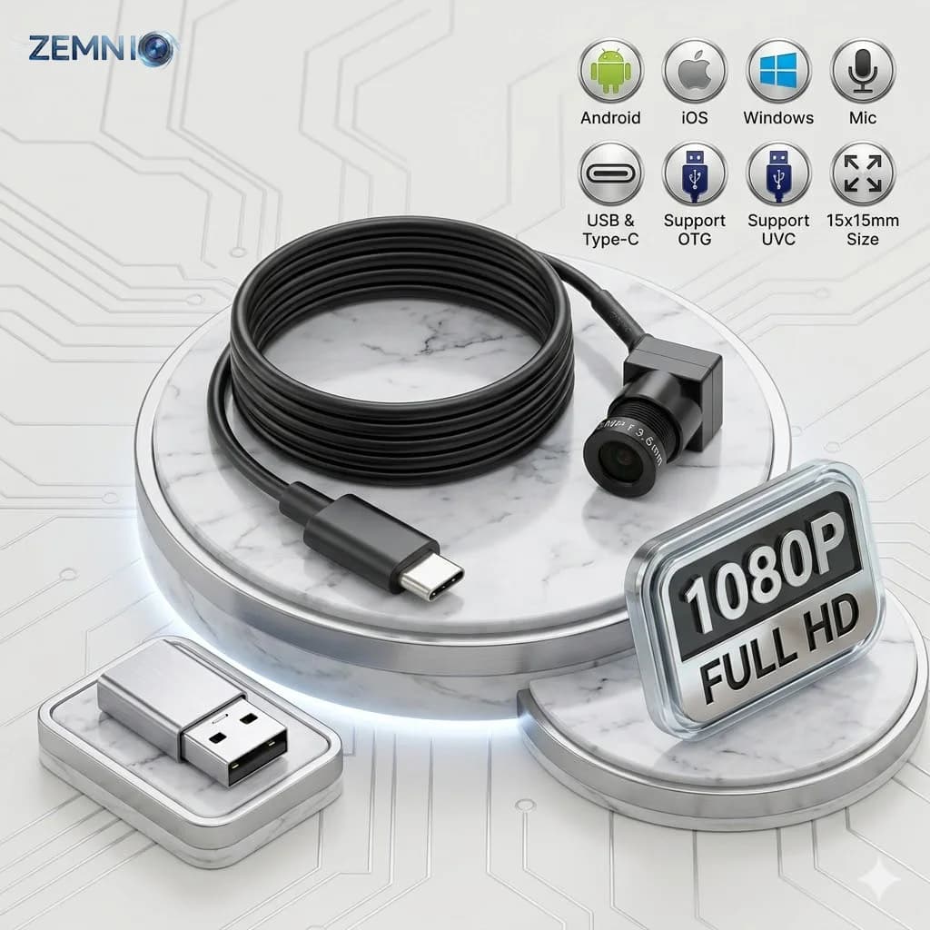 USB C Webcam 2MP 1080P Mini Camera with Mic & UVC, OTG,Andriod IOS Windows,2.8-12mm Multi Focal for Gaming Video Call Phone