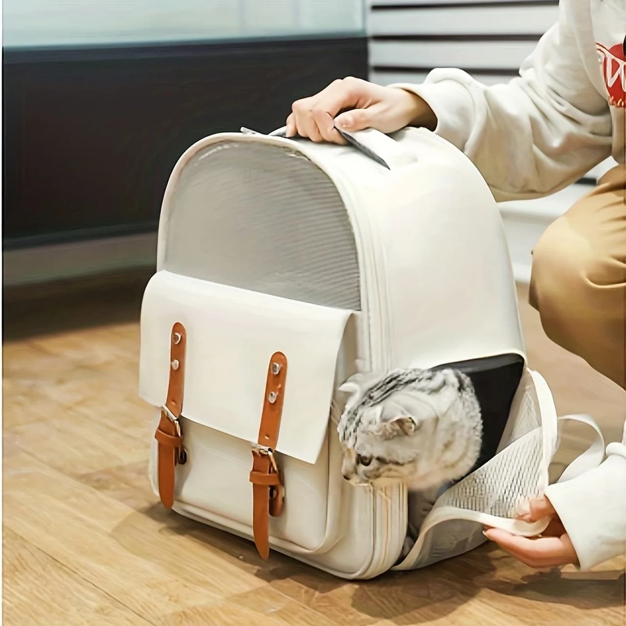 Zaino traspirante per animali domestici, zaino per gatti grandi Capsula spaziale trasparente Borsa da viaggio portatile per cuccioli Zaino per cani e gatti