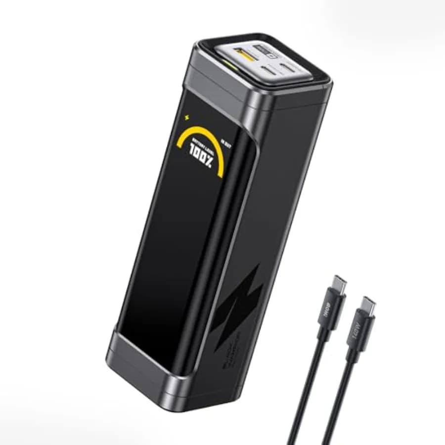 Power Bank per laptop da viaggio, polimeri di litio, nero e grigio, potenza 170W con ricarica rapida PD 3.0 da 100W, conforme alle norme aeree 90