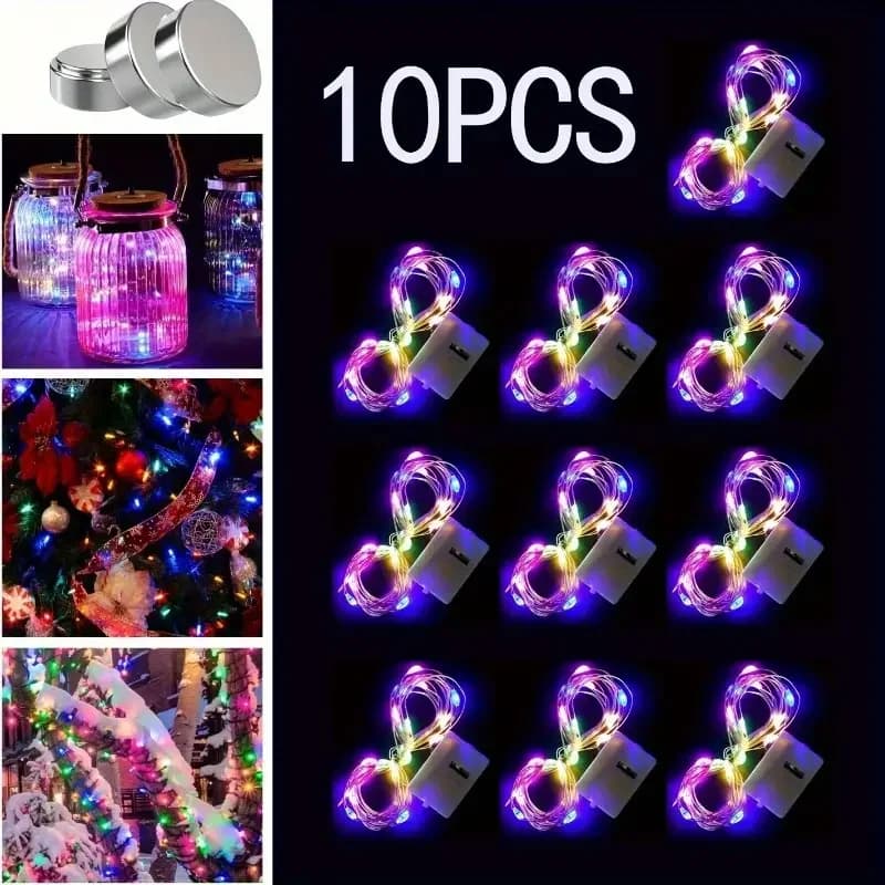 10 pz LED Fata Luce Alimentata A Batteria Luci Della Stringa Impermeabile Filo D'argento Luce Della Luna Per Il FAI DA TE Festa di Nozze Camera Da Letto Torta Decoar