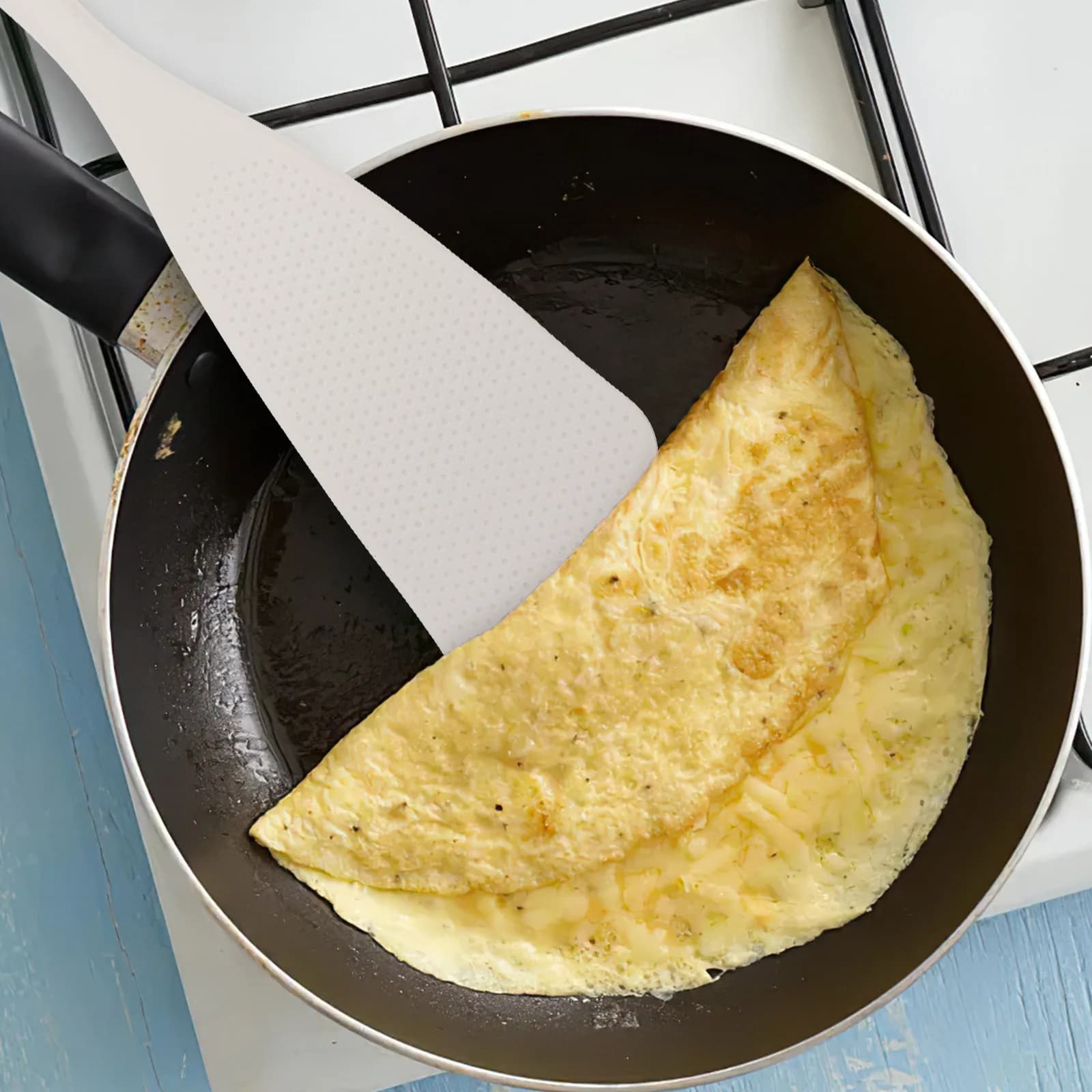 Spatola in Silicone Antiaderente per Pesce con Testa Larga, Lavabile in Lavastoviglie, Anti-Graffio, per Padelle e Piastre da Cucina