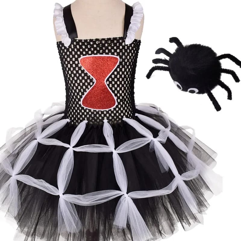 Children's cartoon spider pattern tulle tutu skirt, Halloween party stage costume, festival role-playing outfit, party clothing