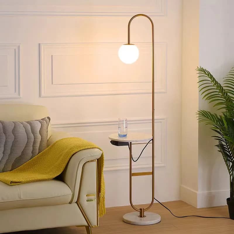 Nordic Floor Lamp with shelf Round Table Art Deco nightstand lamp for Living Room LED Sofa Minimalist Coffee Table Vertical Lamp