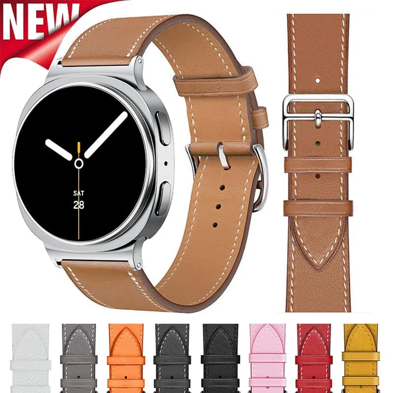 Cinturino in pelle per Samsung Galaxy Watch 8 40mm 44mm 8 Classic 46mm Bracciale da donna per Galaxy Watch Ultra 47mm Cinturino