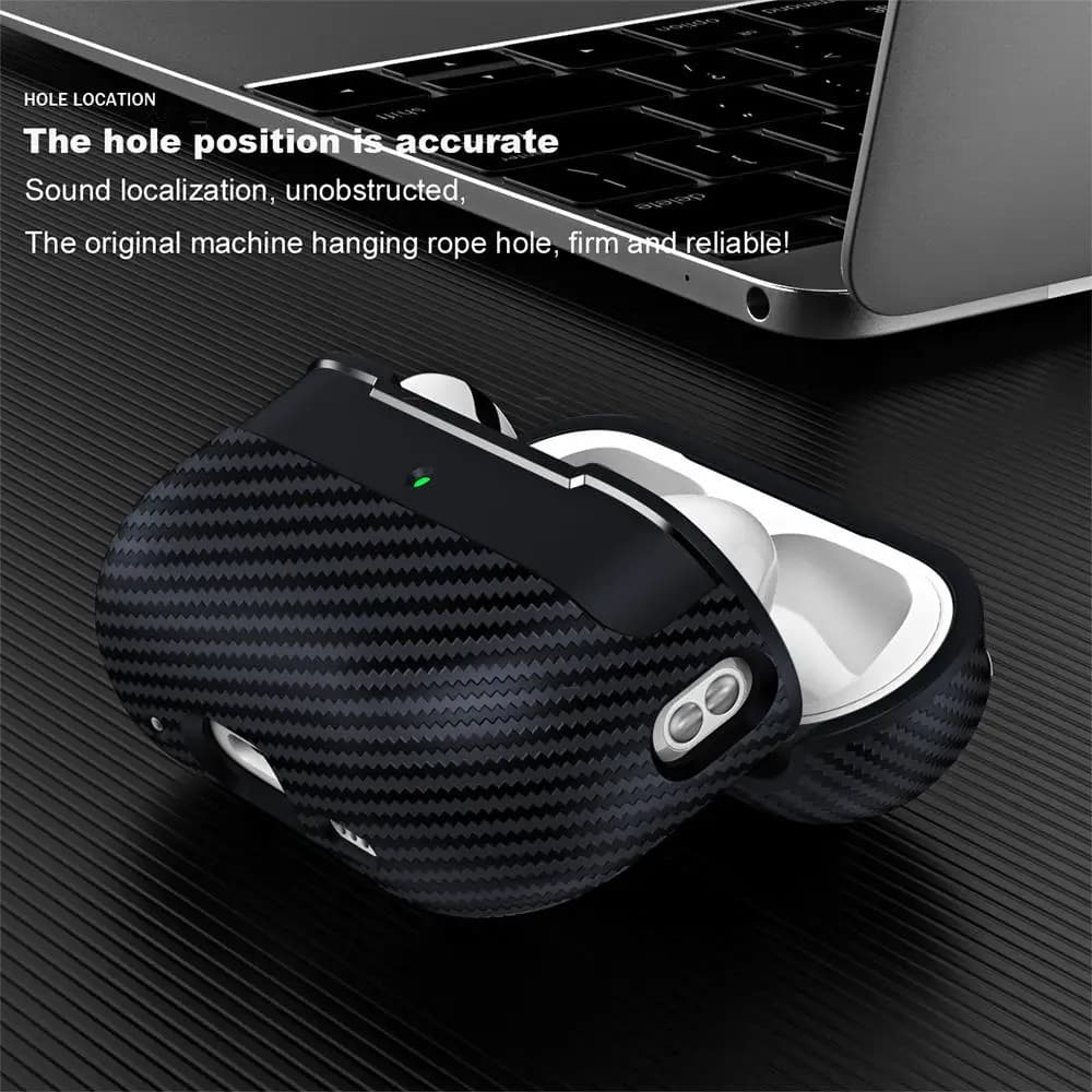Per Airpods Pro 2 Custodia in fibra di carbonio Custodia per auricolari per Apple AirPods Pro 2 3 1 3a generazione Pro2 USB C Box Fundas con gancio