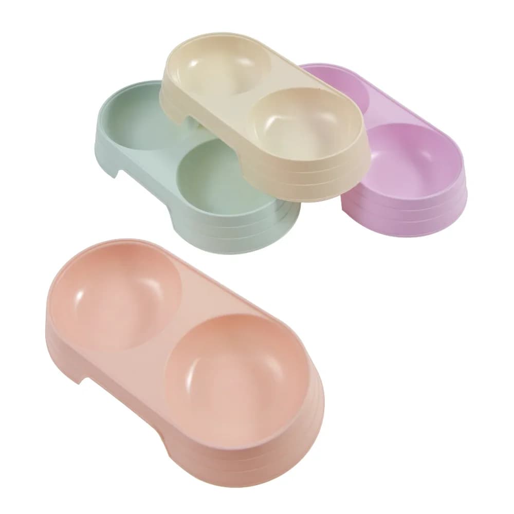 1Pc Macaron Color Ciotola per animali domestici Plastica per gatti e cani Doppia ciotola Forniture per animali Accessori Ciotola per cibo per gatti Prodotti per animali domestici