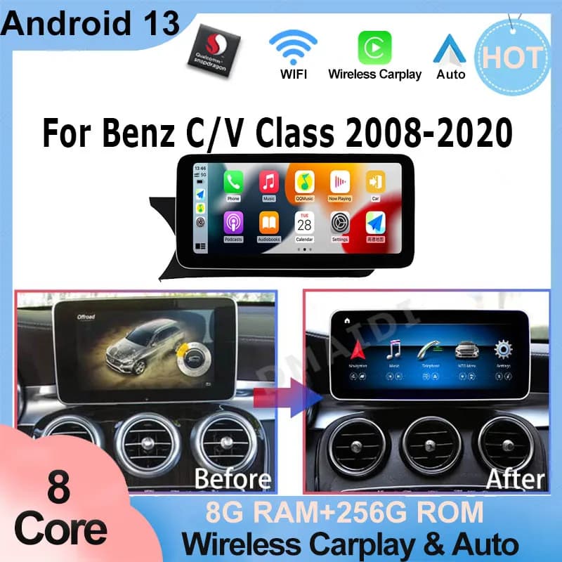 Auto Android Senza Fili Carplay Lettore Multimediale Schermo Per Mercedes Benz Classe V W204 W205 GLC X253 W446 Auto Radio GPS Navi 4G