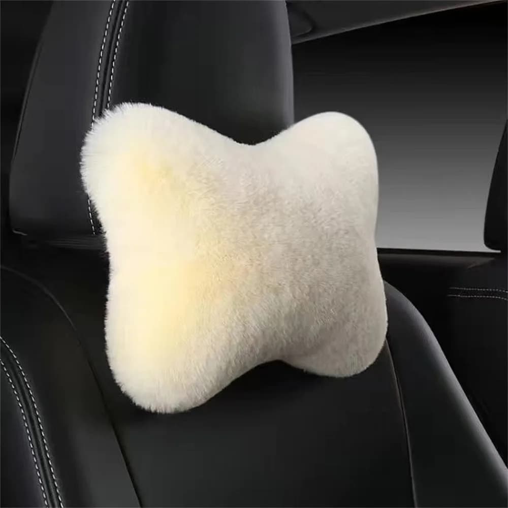 Pratico poggiatesta per auto in peluche, calore e comfort, cuscino poggiatesta universale, cuscino lombare per l'inverno
