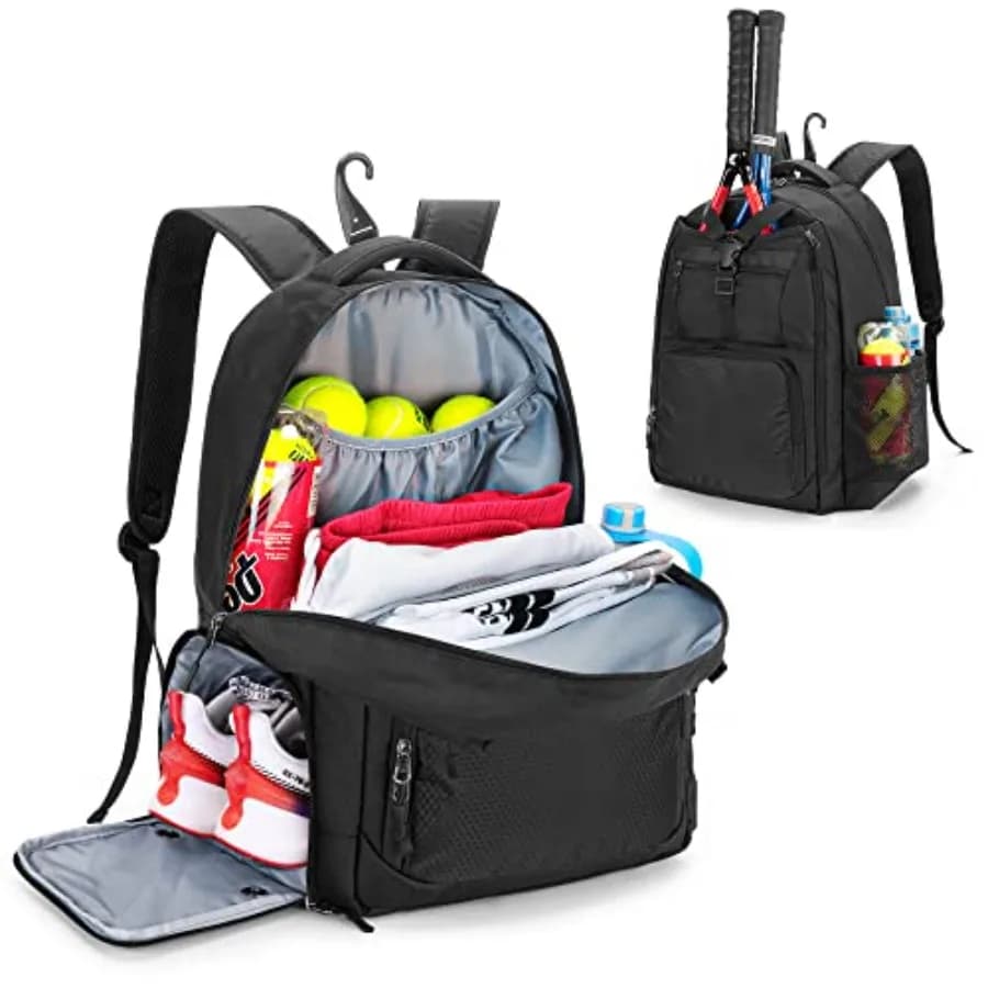Borsa da Tennis per Uomo/Donna, Zaino per 2 Racchette con Scomparto Separato per Scarpe, per Sport del Tennis