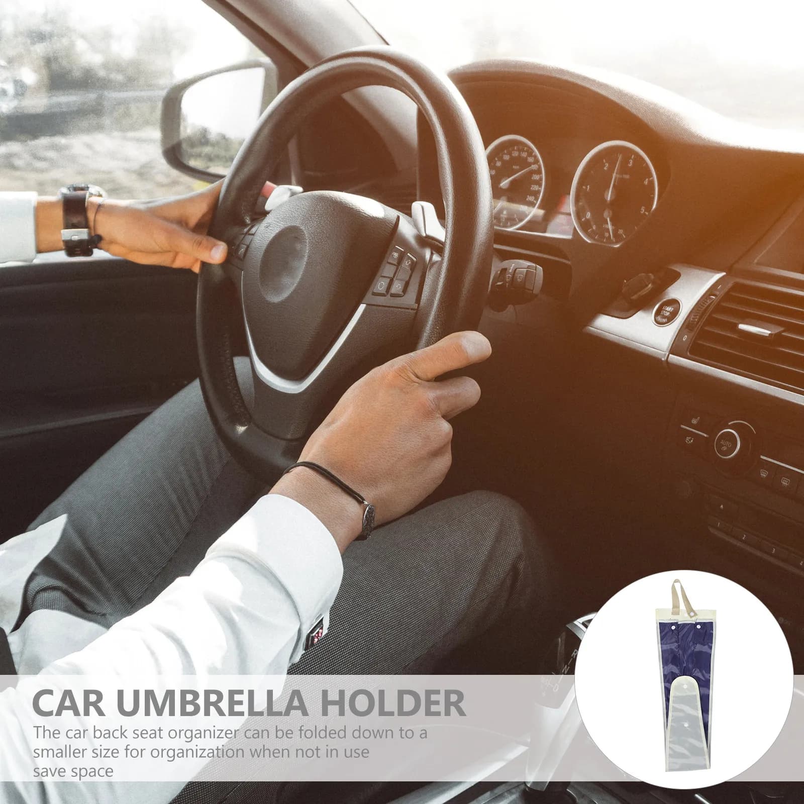 Sedile Posteriore Auto and Truck umbrella stand, Organizer Foldable Premium, Water resistant to Hanging in Car