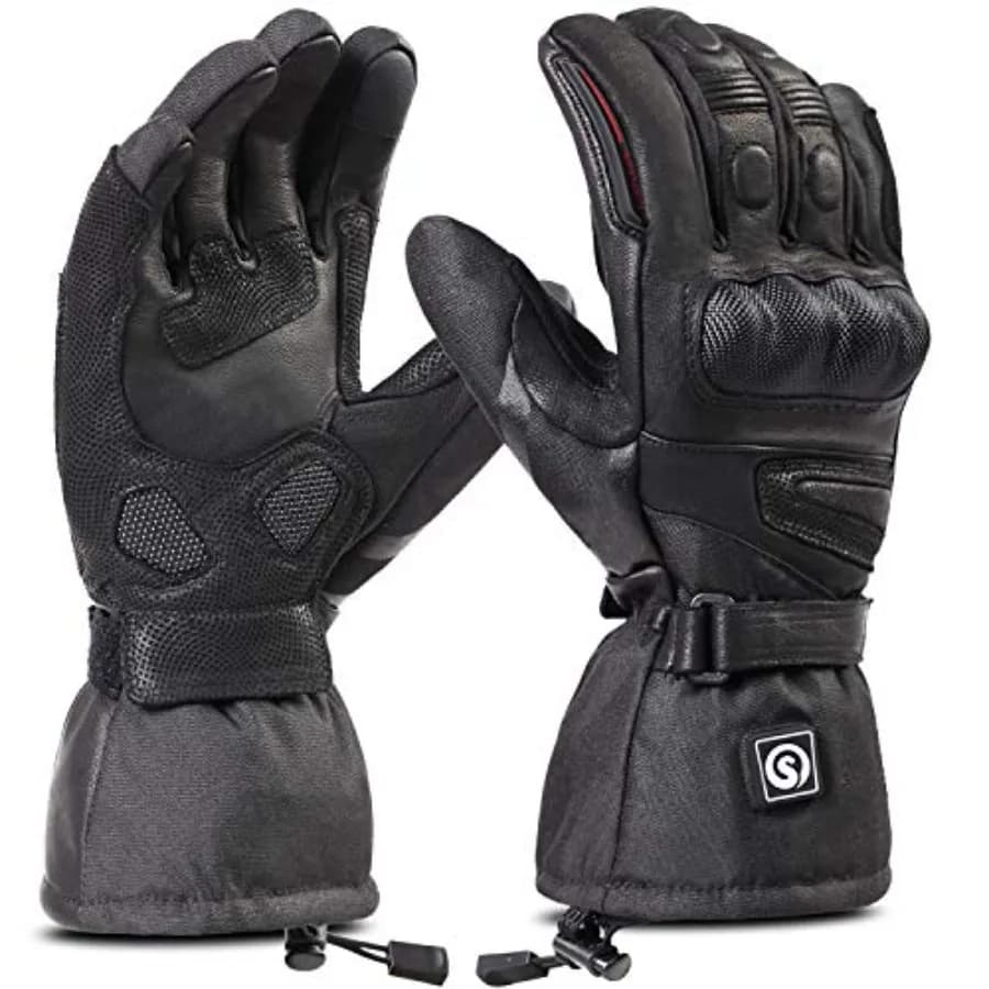 Heated Motorcycle Gloves for Winter Skiing, Snowboarding, Snowmobile Motorcycling: Waterproof Windproof Electric Gloves with 7.