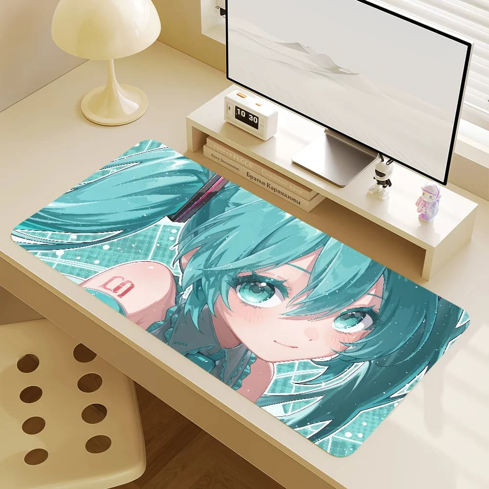 Tappetino per Mouse Antiscivolo con Bordo Cucito, per Ufficio, Studenti, Gaming, Spesso, Grande, per Scrittura, Cuscino M-Miku