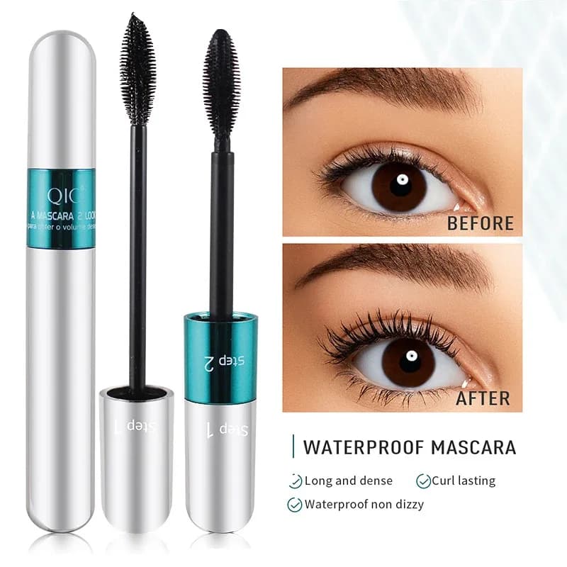 Rimel 4D Long Life Waterproof Silk Fiber Eyelash Mascara Extra Volume Extension Thick Eyelashes Black Cosmetics