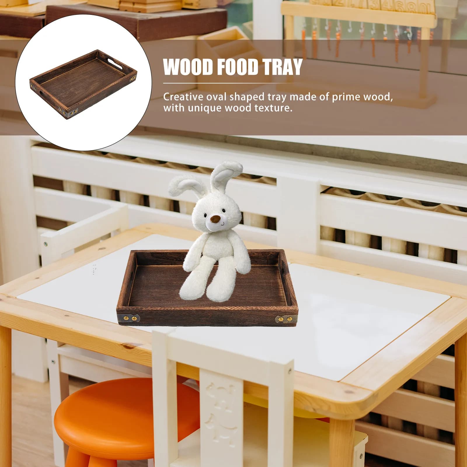 Vassoio in Legno Artigianale con Texture Naturale, Piatto Multifunzionale per Frutta, Frutta Secca, Formaggio, Pane, Snack, per la Casa