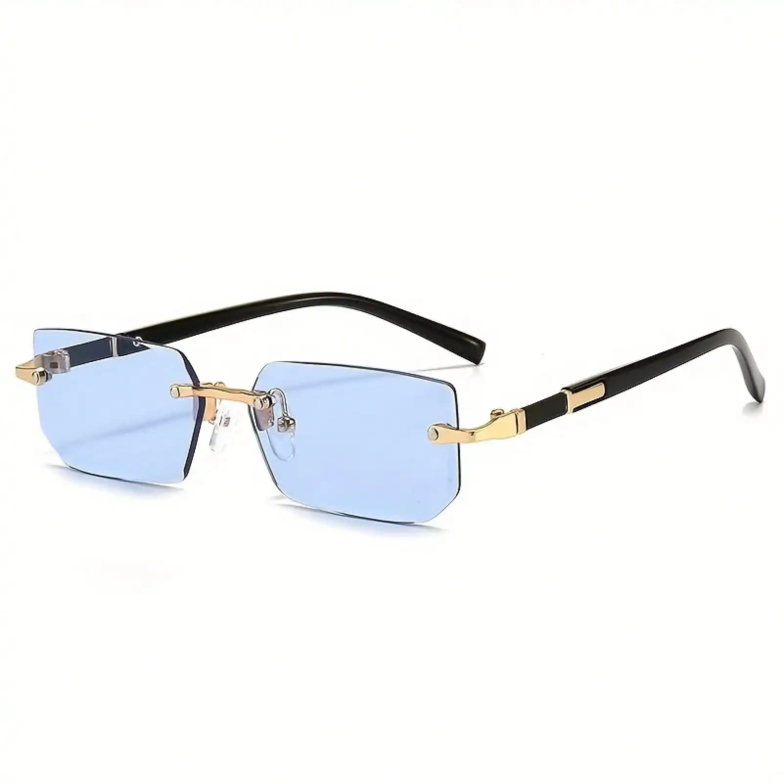Occhiali quadrati senza montatura unisex - Occhiali decorativi leggeri con lenti riflettenti, cerniera in metallo e aste a specchio nere - Accessori di moda moderni per lo stile quotidiano, montatura alla moda, design semplice, produzione avanzata, stile neutro, la prima scelta per gli amanti della moda