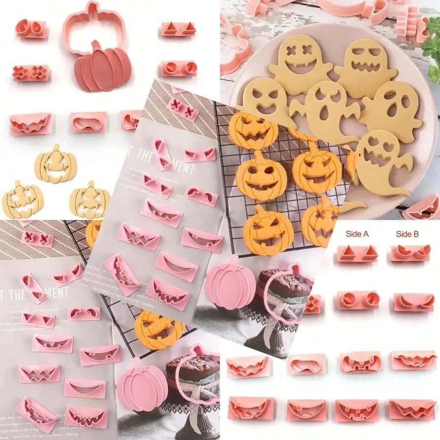 Halloween Cookie CuttersMini Cookie Cutters Cookie Stamp Cookie Cutter Set Suitable For Frosting Decoration Mini Gingerbread Pie Molds Day Of The Dead Decorations Pumpkin