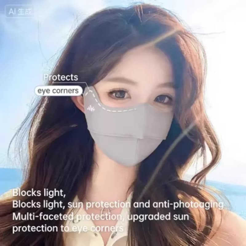Solar Protective Screen in Ice Silk New Breathable Summer Mask for Women Protection Three-dimensional Eyes High UV Protection