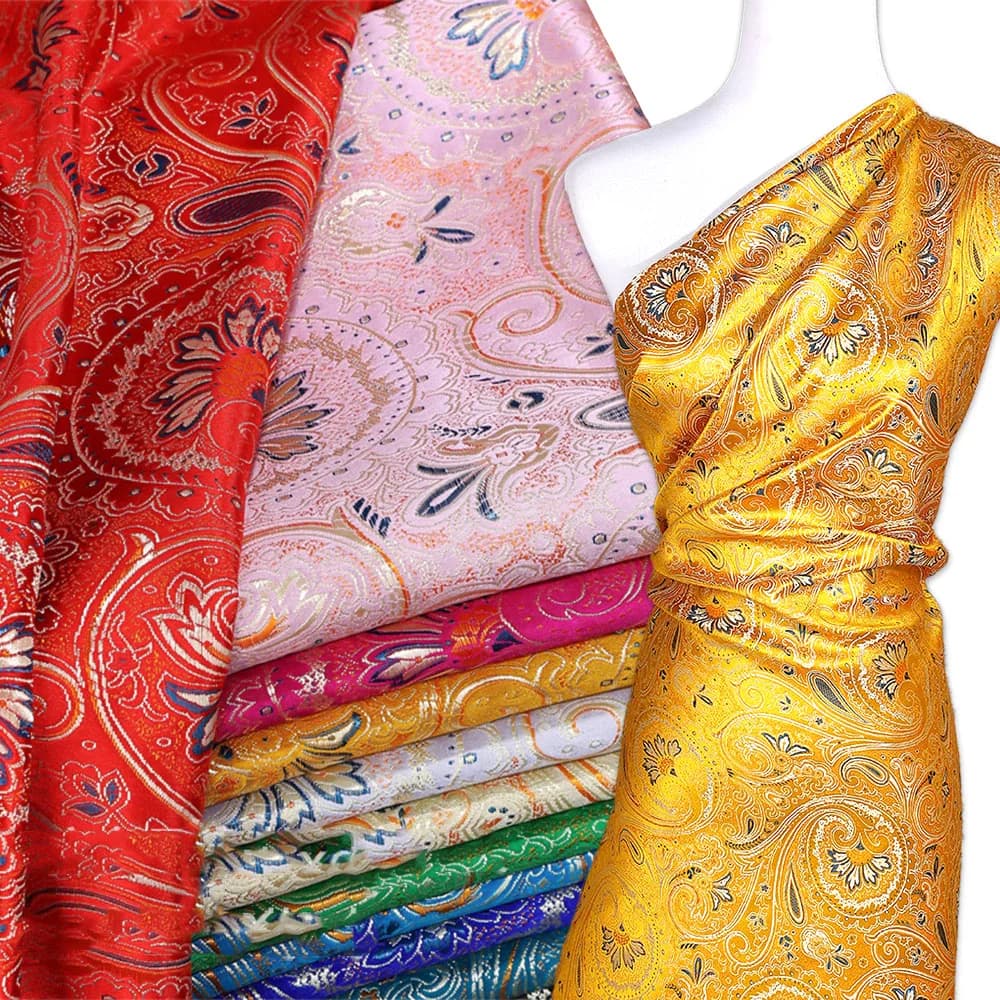 50x75cm Spiral Flower Pattern Jacquard Brocade Damask Fabrics for Sewing DIY Cheongsam Kimono Dresses Patchwork Sewing Materials