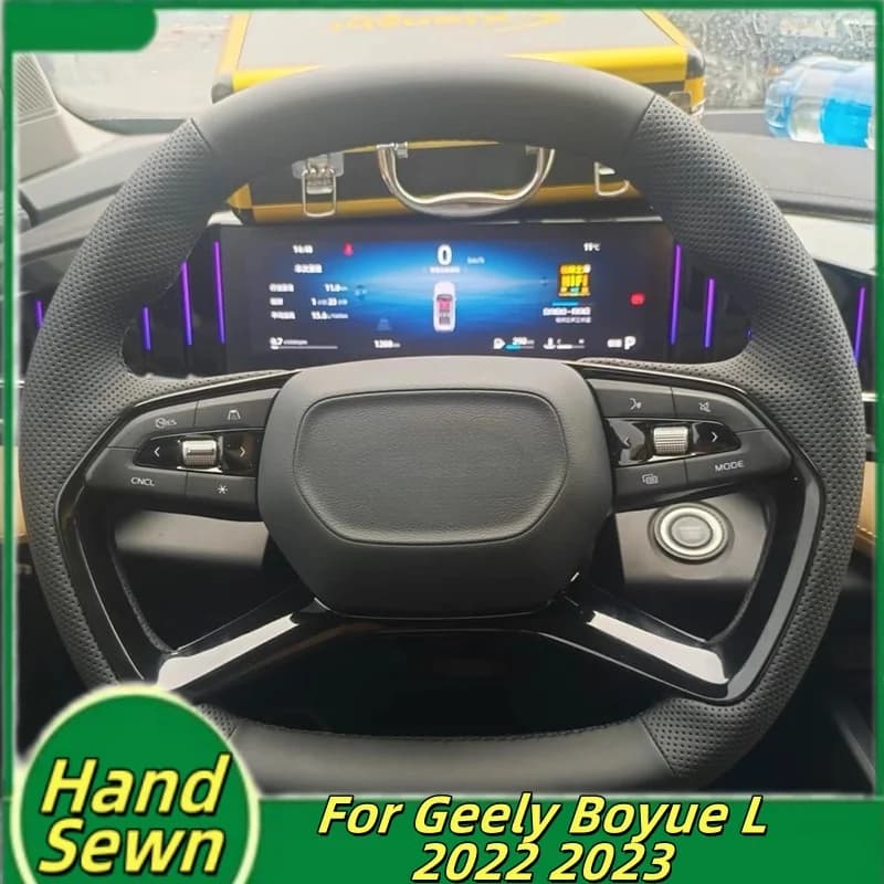 Coprivolante per auto cucito a mano in pelle microfibra per Geely Boyue L 2022 2023 Accessori interni per auto