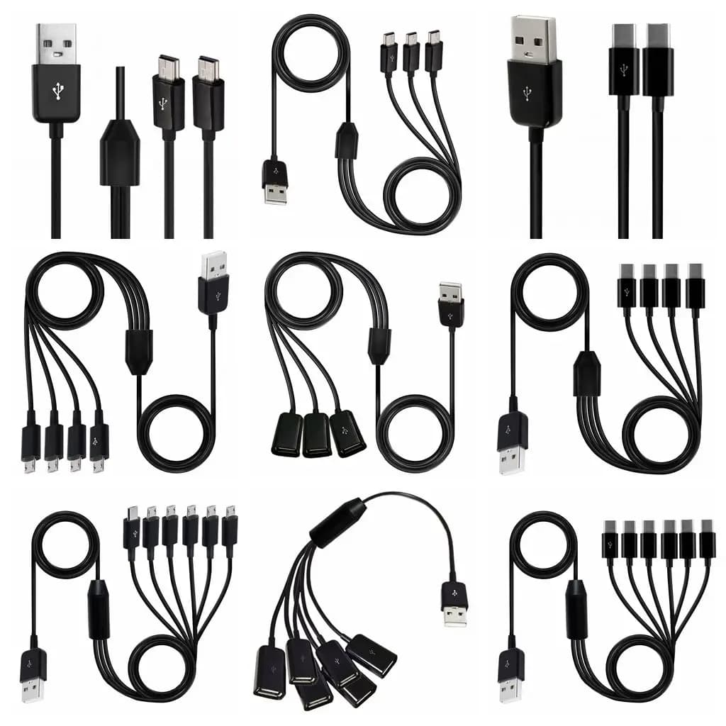 USB Type-C from 1 to 2 3 4 6 ports from type C to Mini Micro USB Y Splitter Cable with multiple fast charging date for smartphones
