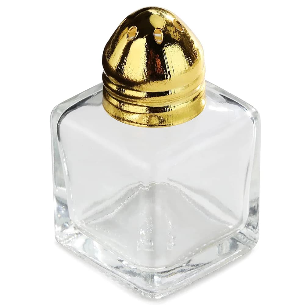 Mini salero e pepe in cubo di vetro con piano placcato in oro, 0,5 once, set di 12