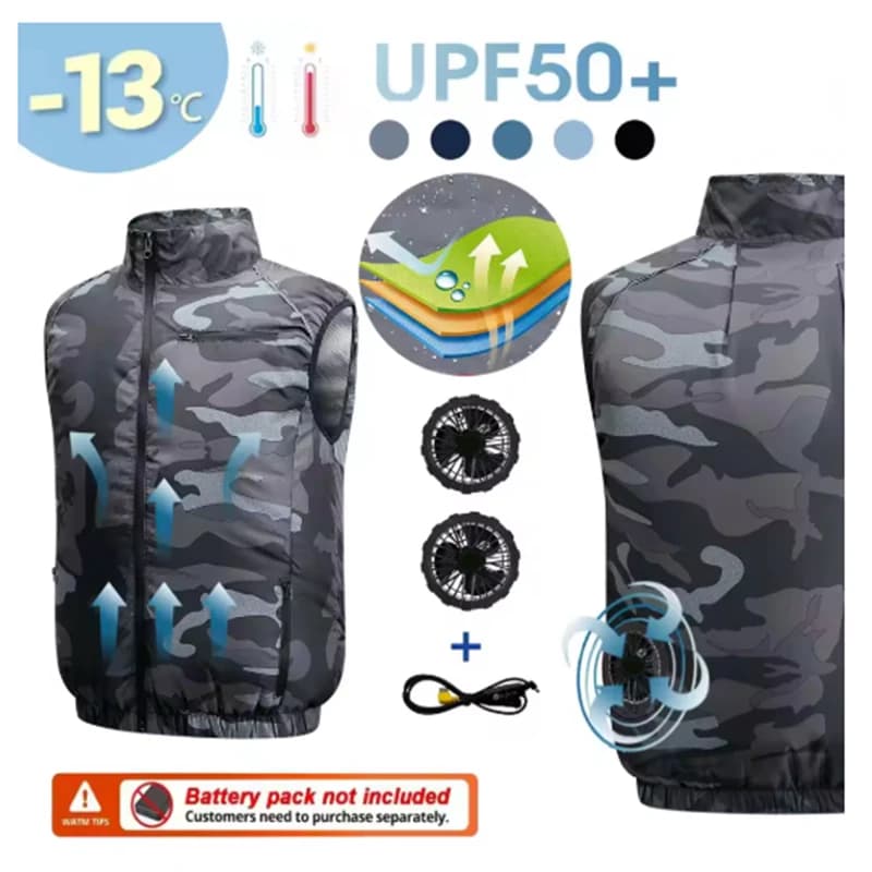 Gilet rinfrescante estivo con ventola, giacca con ventilazione USB, abbigliamento climatizzato, protezione dal calore per esterni, pesca e lavoro