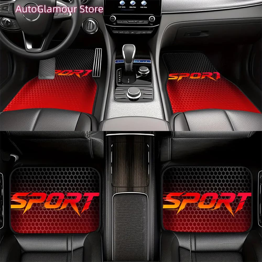 Set di 4 Tappetini Auto Sportivi Stampati | Resistente poliestere, applicabile universalmente per camion e SUV, regalo ideale per le vacanze