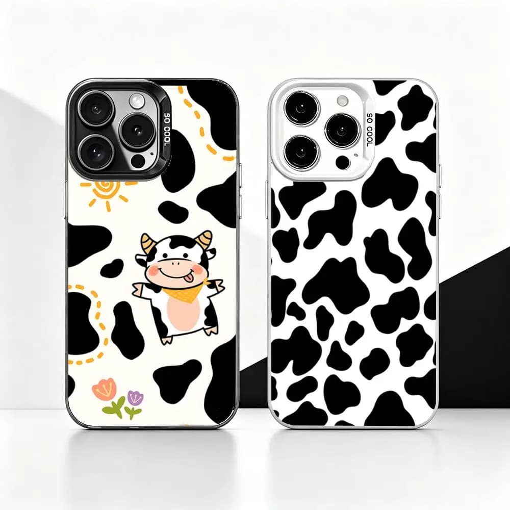 Cover per iPhone 17 16 15 14 13 Pro Max Air con stampa C-Cow P-Print, finitura opaca, laser metallizzato, Aurora, lusso, effetto opaco