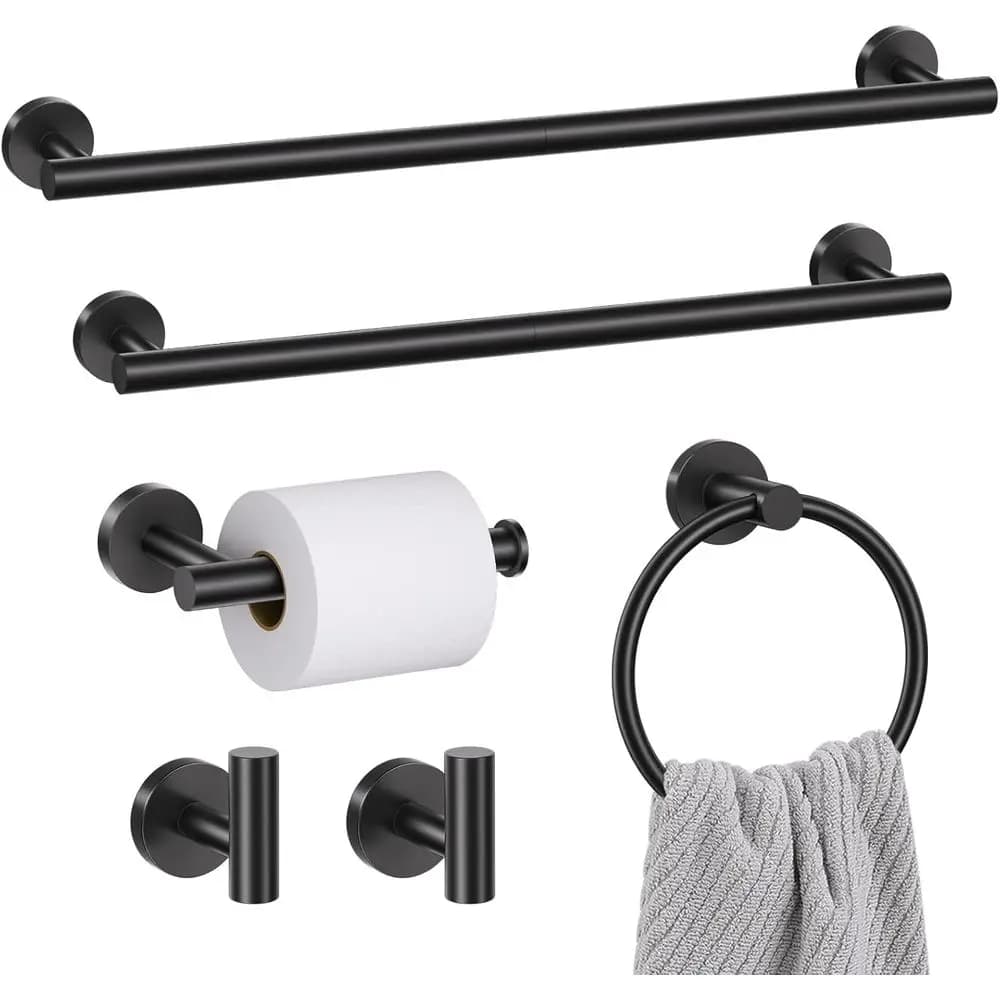 Set Portasciugamani Nero Opaco da 23,6 Pollici, Accessori Moderni per il Bagno, Portasciugamani in Acciaio Inox SUS304