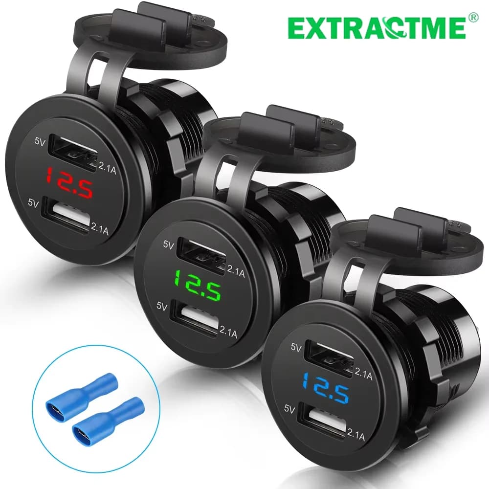 Extractme Adattatore per caricabatteria da auto doppio USB 4.2A impermeabile Accendisigari Caricatore per presa per auto USB Accessori per auto Accendino per telefono