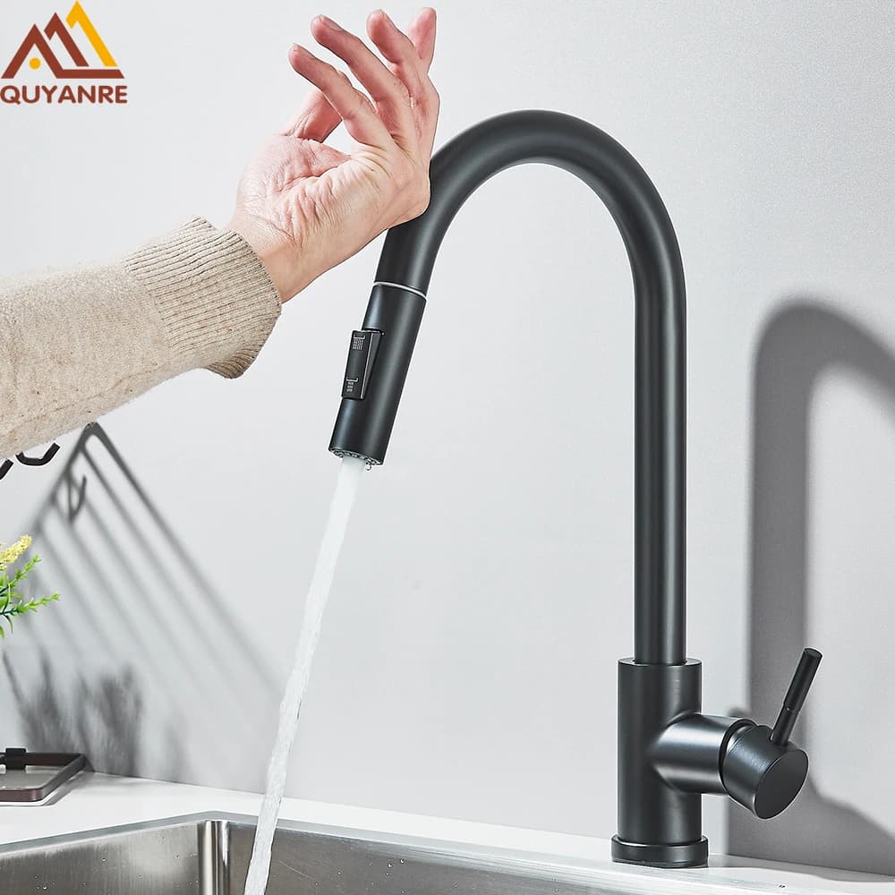 Kitchen Faucets with Intelligent Touch Sensor Faucet with Sensitive Touch Control Faucet Mixer Faucets with 360 Degree Rotating Sensor