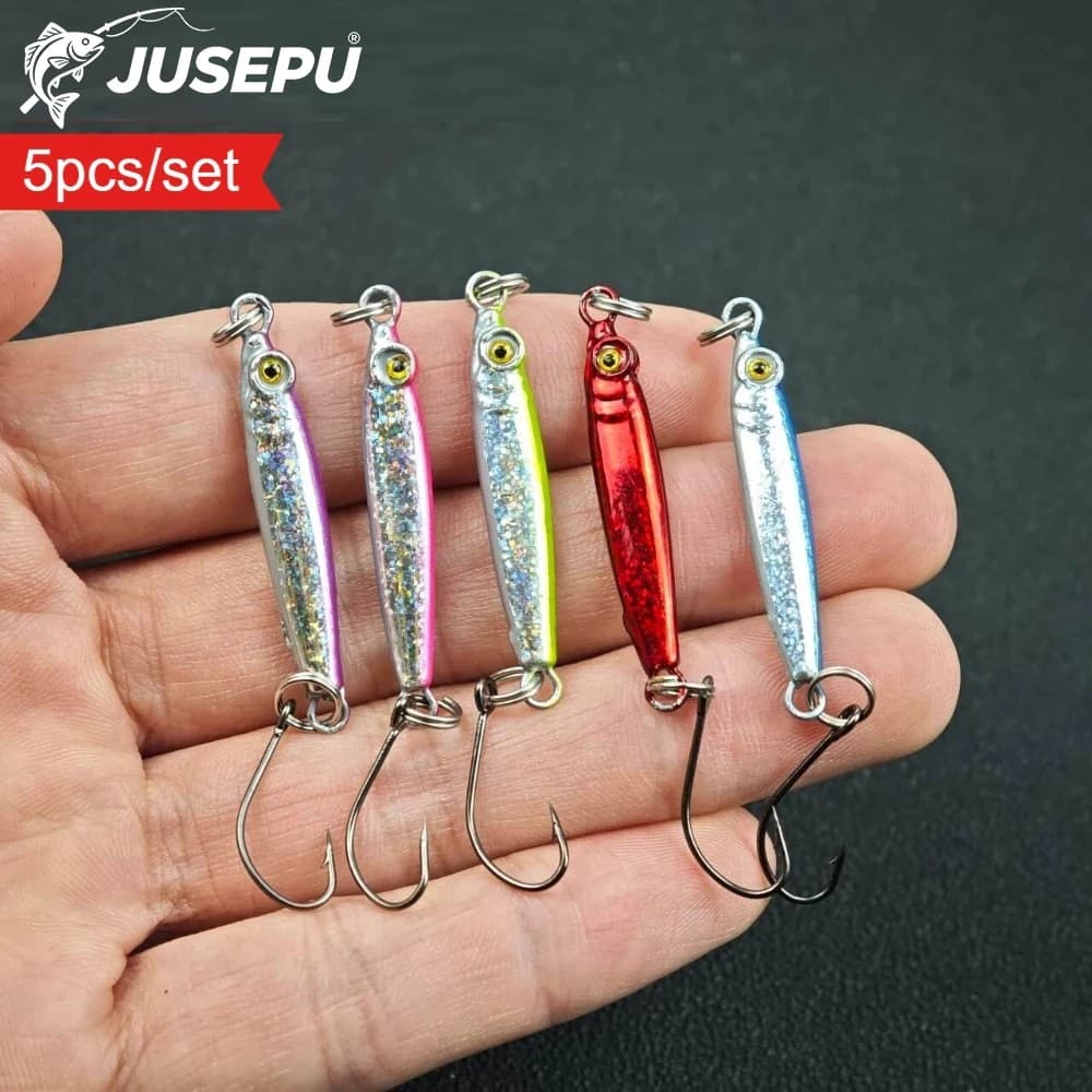 5pcs 3.7cm/5g Micro single hook sea fishing for freshwater bass, curved mouth mini iron plate road bait fishing accessories