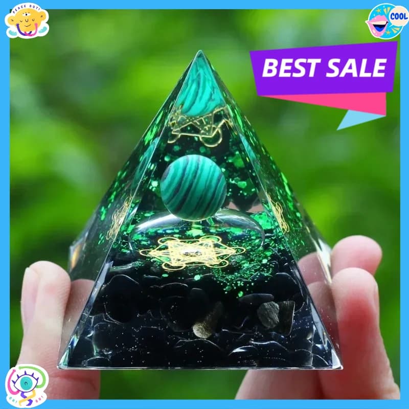 NOVITÀ: Piramide Energetica in Orgonite, Sfera di Ametista Naturale, Cristalli Curativi, Strumento per Chakra, Ornamenti in Resina, Regalo per Bambini